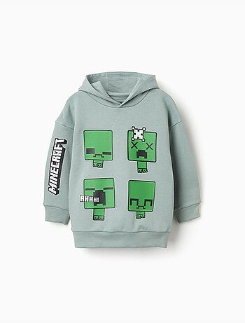 Sudadera perchada con capucha y estampado de minecraft