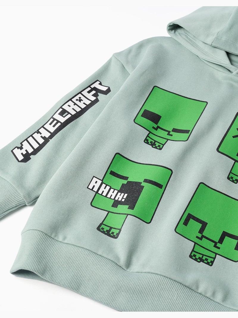 Sudadera perchada con capucha y estampado de minecraft Verde - Kiabi