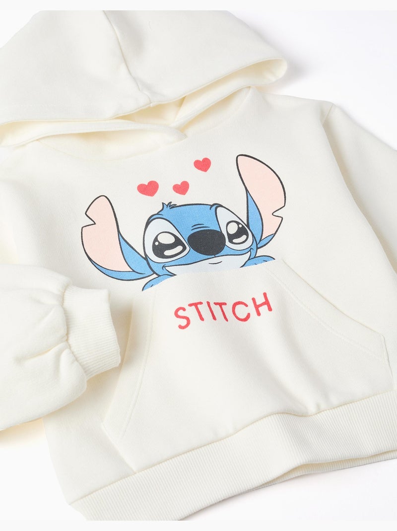 Sudadera perchada con capucha y estampado de stitch Blanco - Kiabi