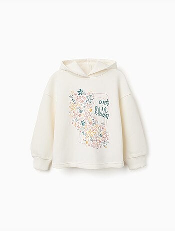 Sudadera perchada con capucha y estampado floral