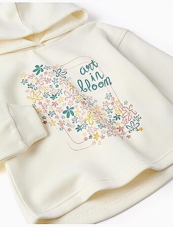 Sudadera perchada con capucha y estampado floral