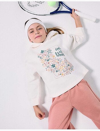 Sudadera perchada con capucha y estampado floral