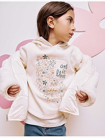 Sudadera perchada con capucha y estampado floral