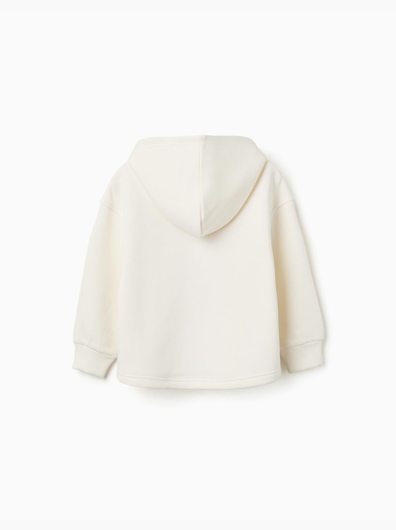 Sudadera perchada con capucha y estampado floral Blanco - Kiabi
