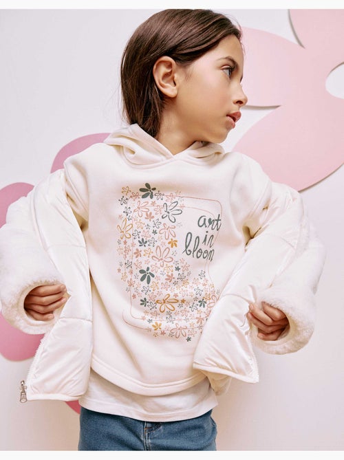 Sudadera perchada con capucha y estampado floral - Kiabi Sudadera perchada con capucha y estampado floral - Kiabi