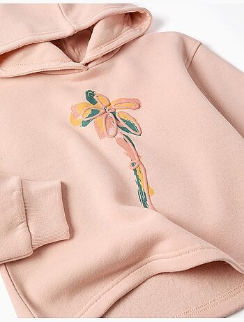 Sudadera perchada con capucha y estampado floral