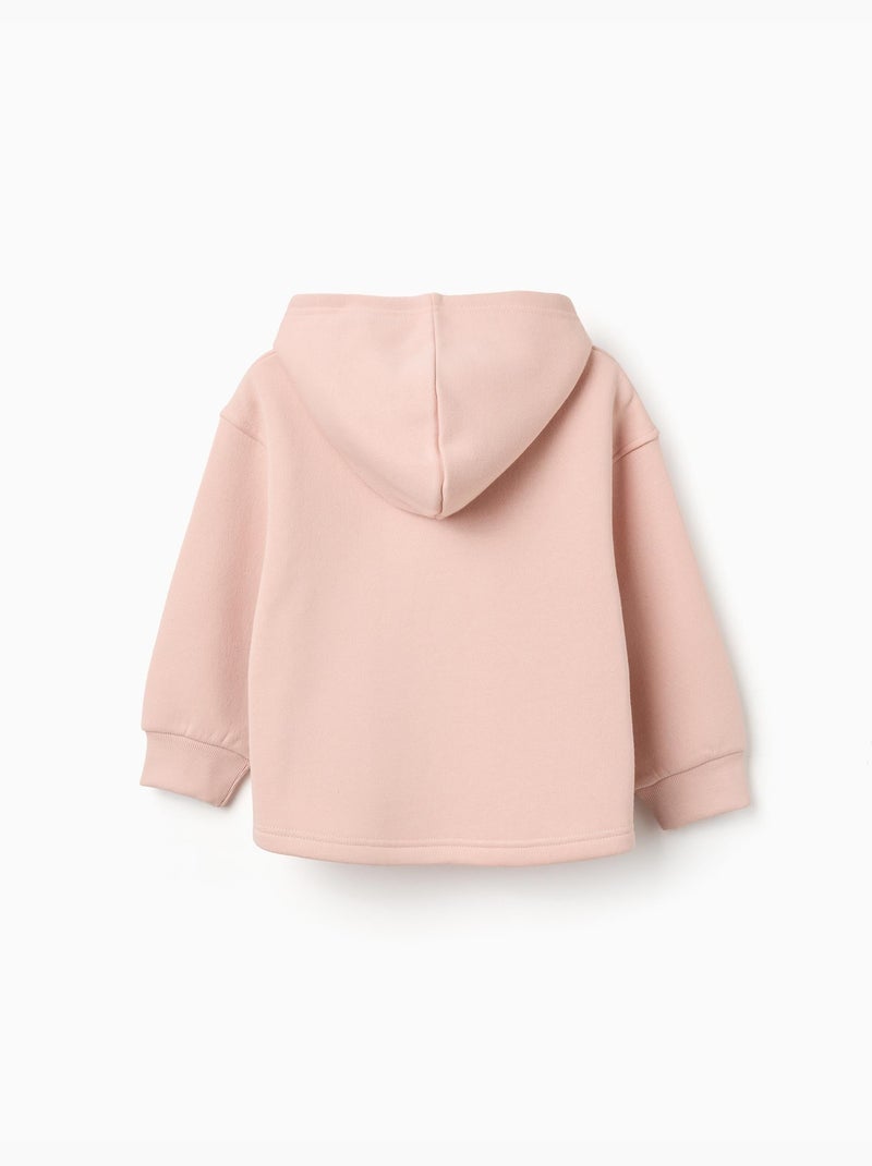 Sudadera perchada con capucha y estampado floral Rosa claro - Kiabi