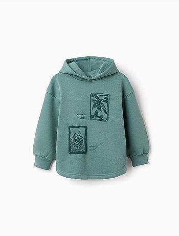 Sudadera perchada con capucha y estampado floral