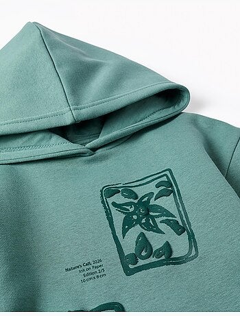 Sudadera perchada con capucha y estampado floral