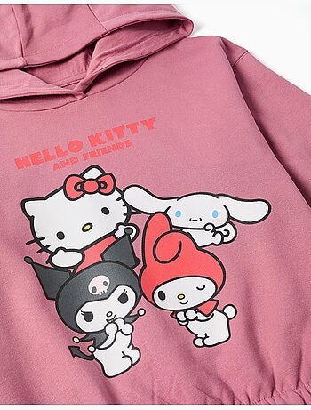 Sudadera perchada con capucha y estampado hello kitty