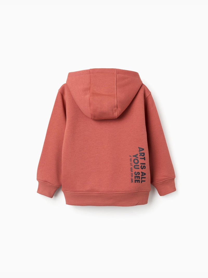 Sudadera perchada con capucha y estampado Marrón - Kiabi