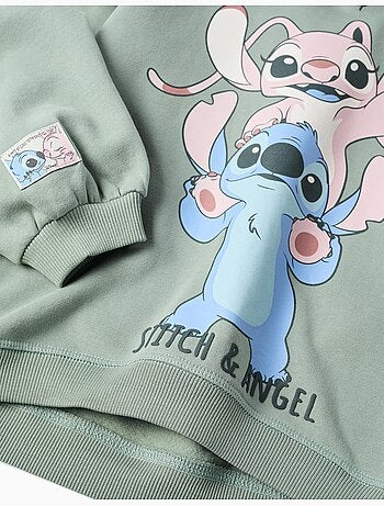 Sudadera perchada con capucha y estampado Stitch y Angel