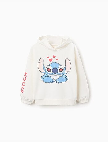 Sudadera perchada con capucha y estampados de stitch