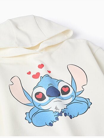 Sudadera perchada con capucha y estampados de stitch