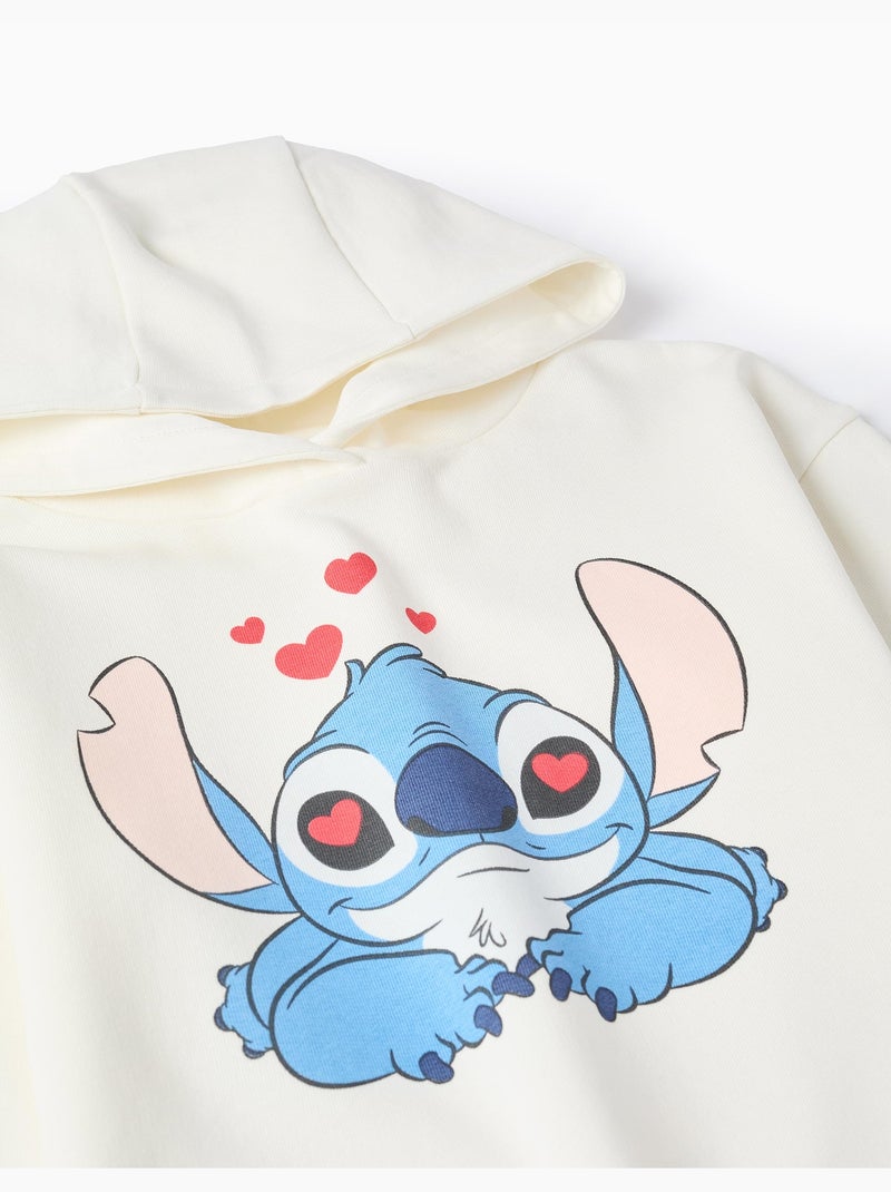 Sudadera perchada con capucha y estampados de stitch Blanco - Kiabi