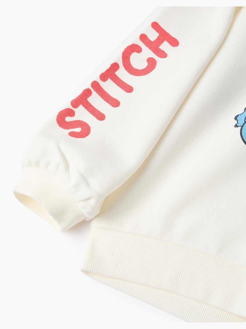 Sudadera perchada con capucha y estampados de stitch Blanco - Kiabi