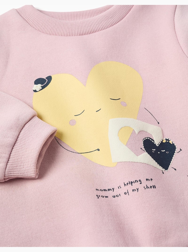 Sudadera perchada con corazones estampados Malva lila - Kiabi