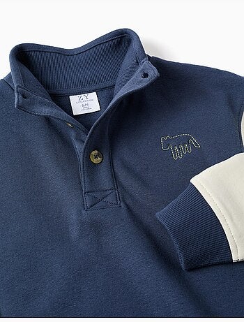 Sudadera perchada con cuello simulado y bordado