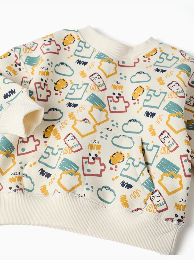 Sudadera perchada con estampado colorido Blanco - Kiabi