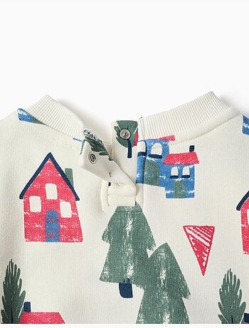 Sudadera perchada con estampado de casitas