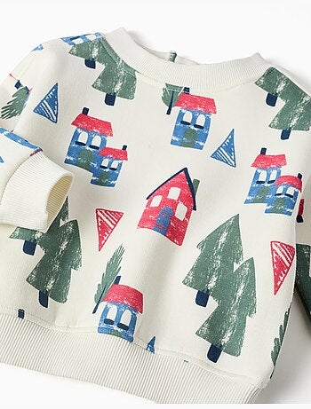 Sudadera perchada con estampado de casitas