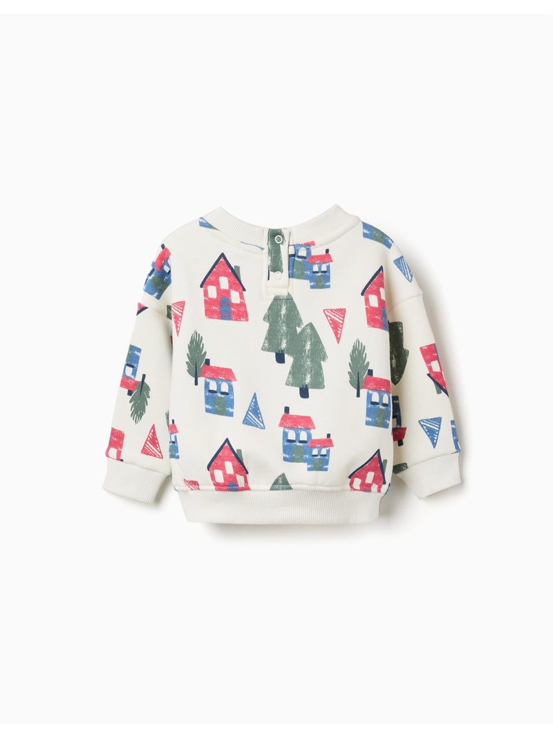 Sudadera perchada con estampado de casitas Blanco - Kiabi