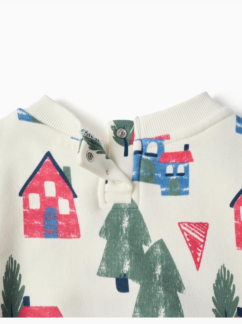 Sudadera perchada con estampado de casitas Blanco - Kiabi