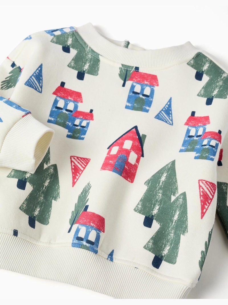 Sudadera perchada con estampado de casitas Blanco - Kiabi