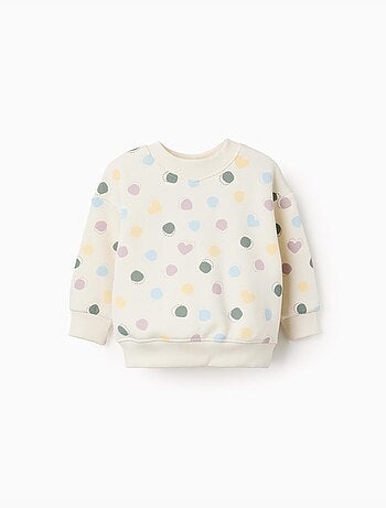 Sudadera perchada con estampado de corazones y lunares
