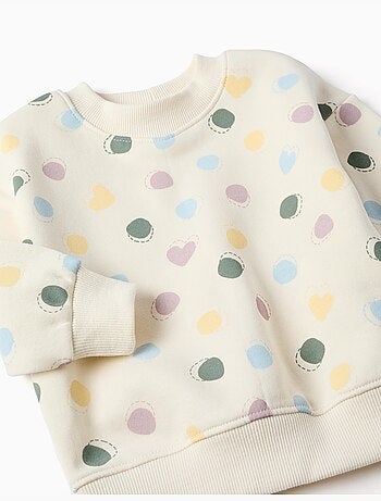 Sudadera perchada con estampado de corazones y lunares