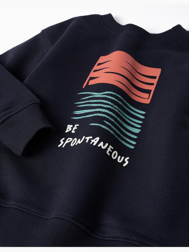 Sudadera perchada con estampado en relieve Azul oscuro - Kiabi