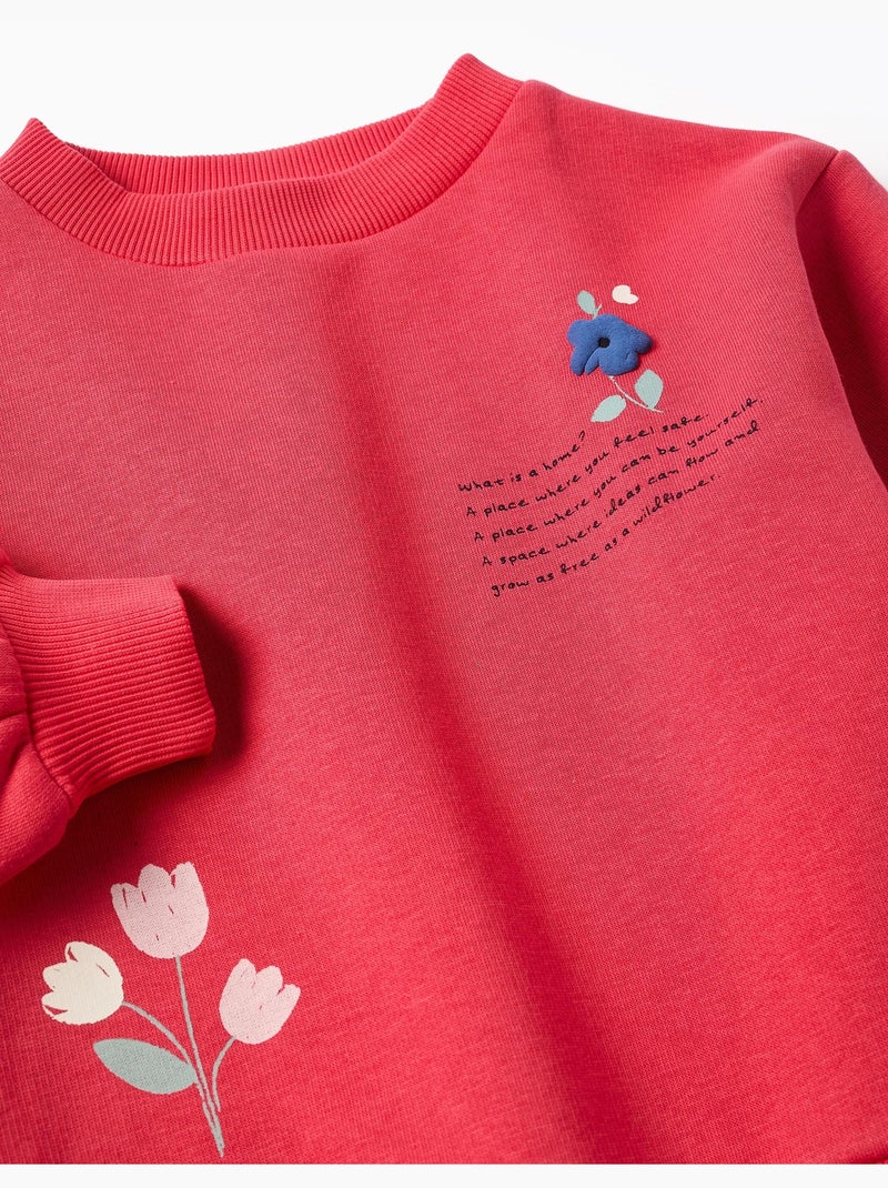 Sudadera perchada con estampado en relieve de flores Rojo - Kiabi