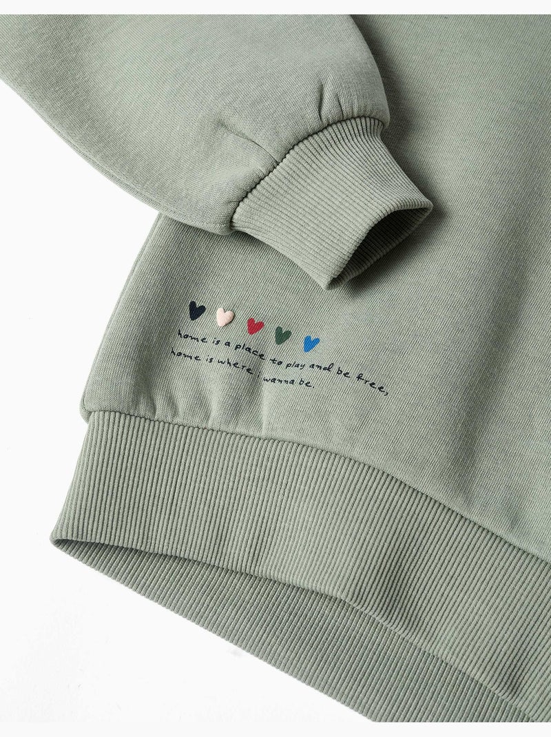 Sudadera perchada con estampado en relieve de flores Verde - Kiabi