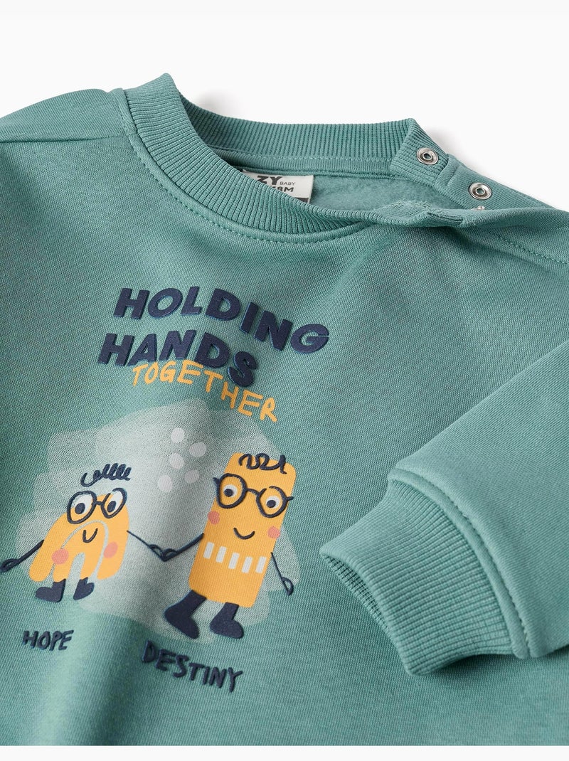 Sudadera perchada con estampado Holding Hands Verde claro - Kiabi