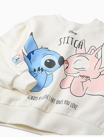 Sudadera perchada con estampado stitch y angel