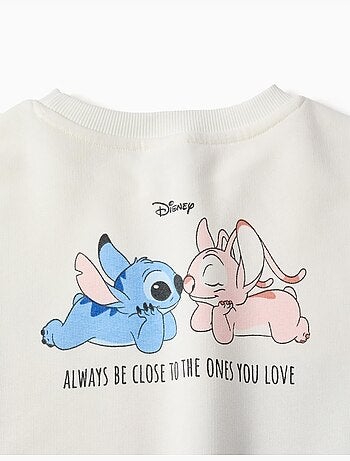 Sudadera perchada con estampado stitch y angel