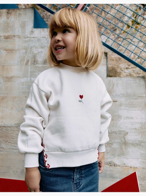 Sudadera perchada con flor bordada - Kiabi