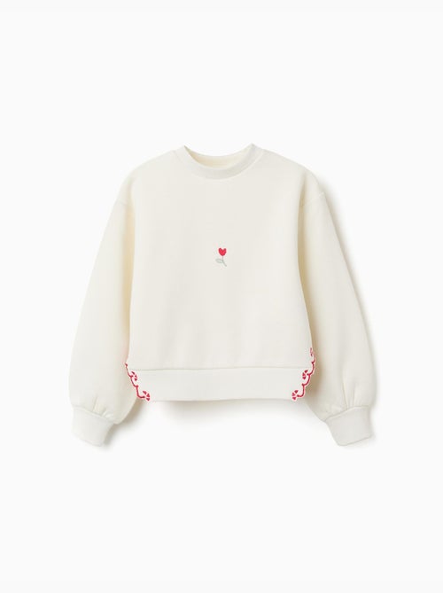 Sudadera perchada con flor bordada - Kiabi
