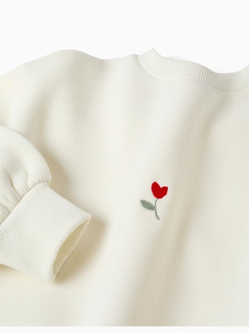 Sudadera perchada con flor bordada - Kiabi