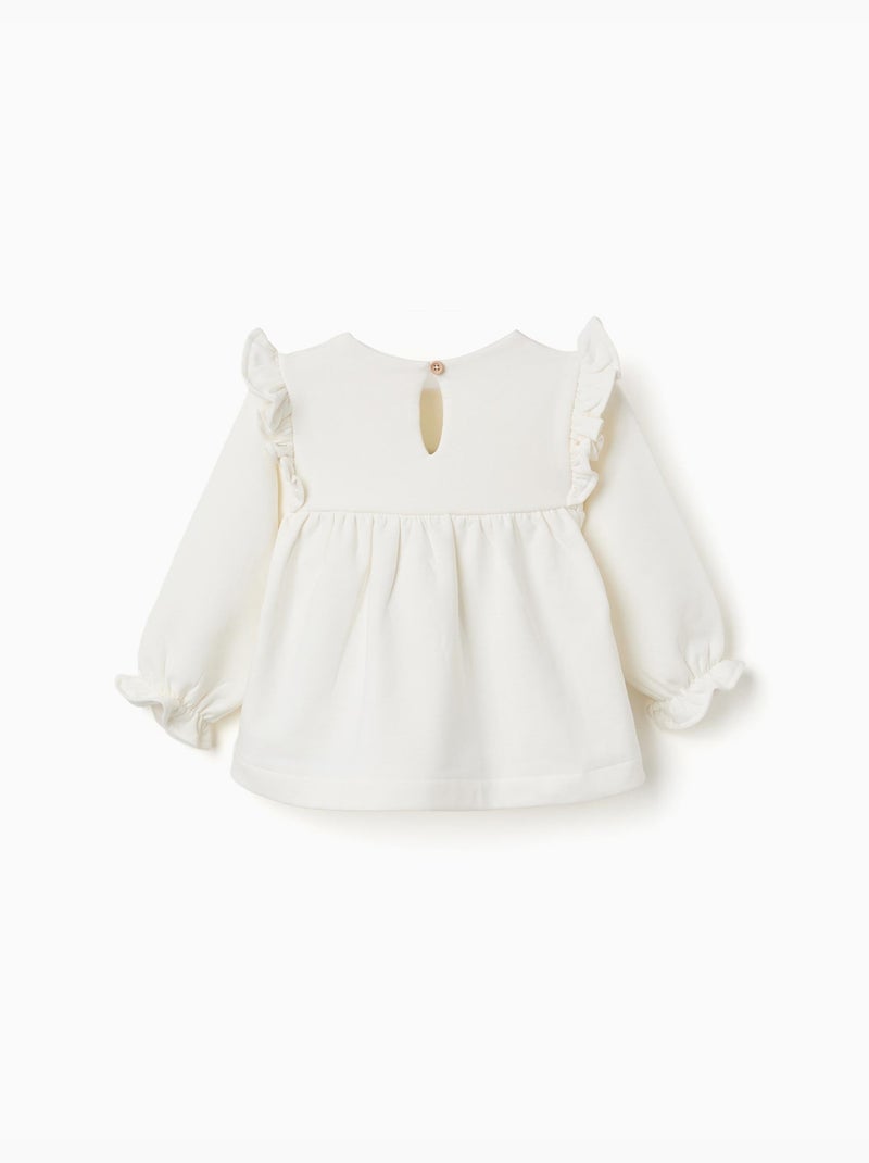 Sudadera perchada con flores en relieve Blanco - Kiabi