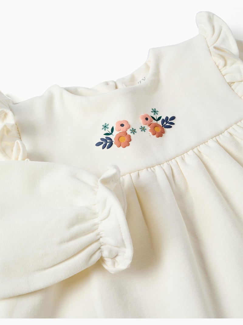 Sudadera perchada con flores en relieve Blanco - Kiabi
