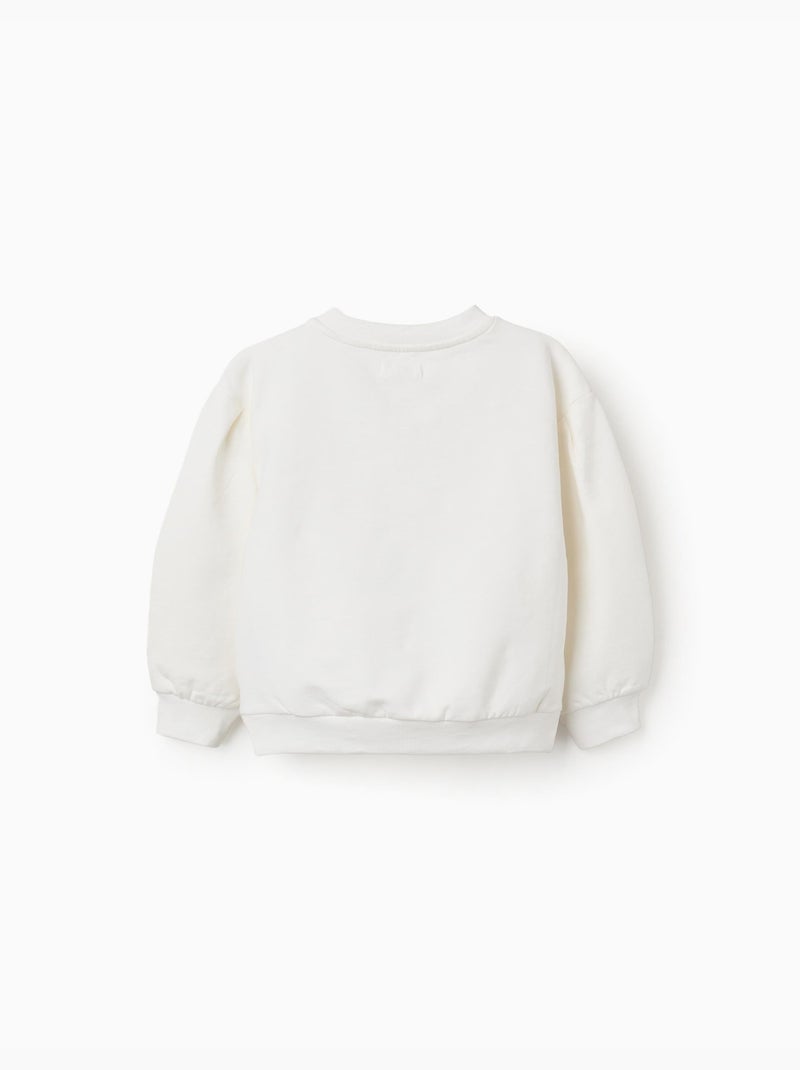 Sudadera perchada con flores en relieve Blanco - Kiabi
