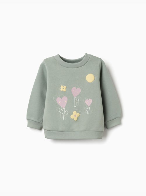 Sudadera perchada con flores y corazones - Kiabi