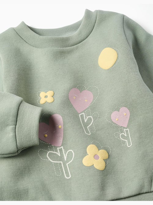 Sudadera perchada con flores y corazones - Kiabi