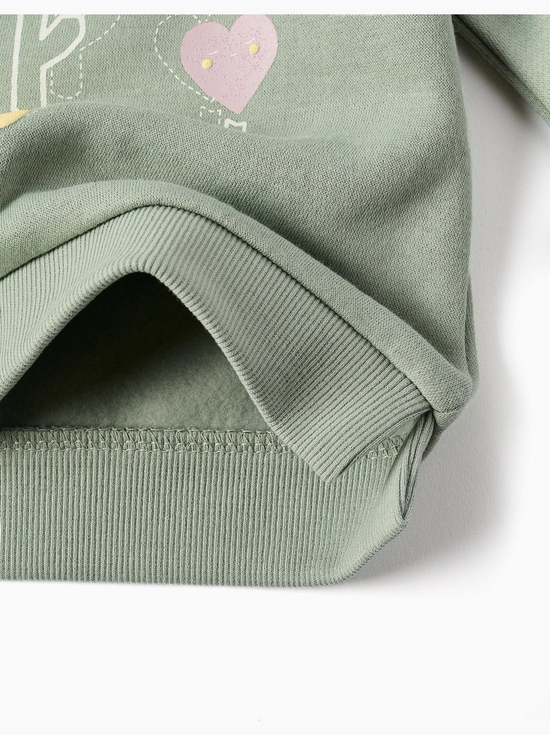 Sudadera perchada con flores y corazones Verde - Kiabi