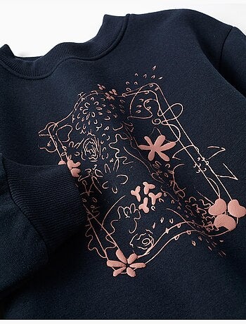 Sudadera perchada con motivo de arte y naturaleza