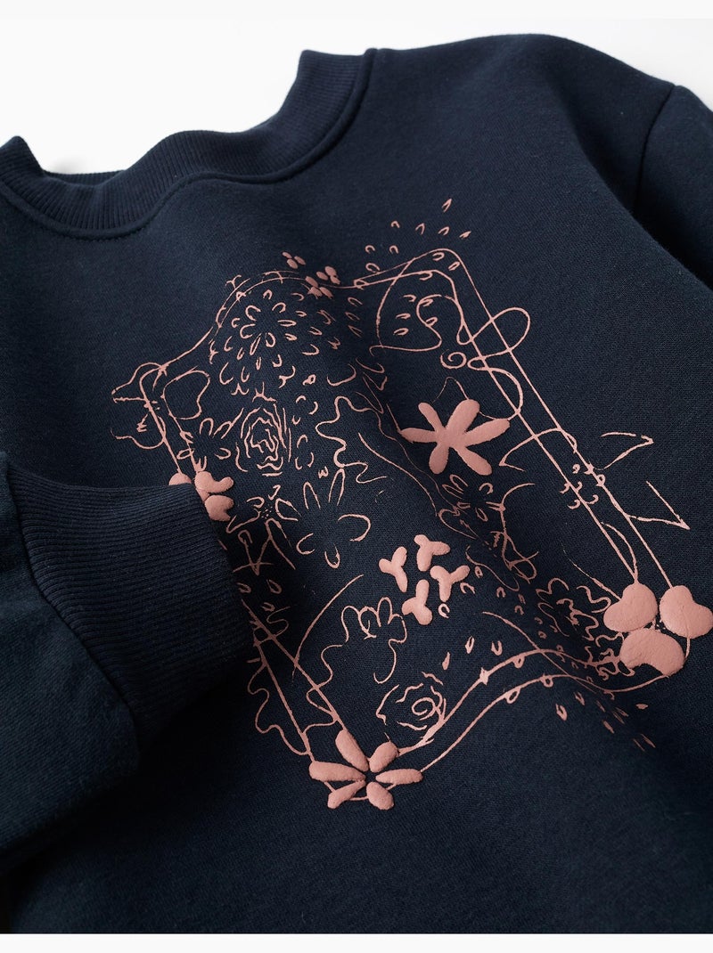 Sudadera perchada con motivo de arte y naturaleza Azul oscuro - Kiabi