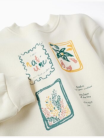 Sudadera perchada con motivo de arte y naturaleza