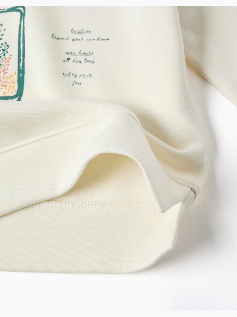 Sudadera perchada con motivo de arte y naturaleza Blanco - Kiabi