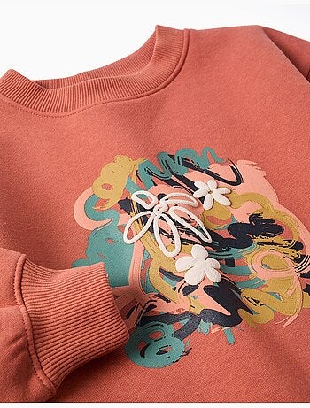 Sudadera perchada con motivo de arte y naturaleza